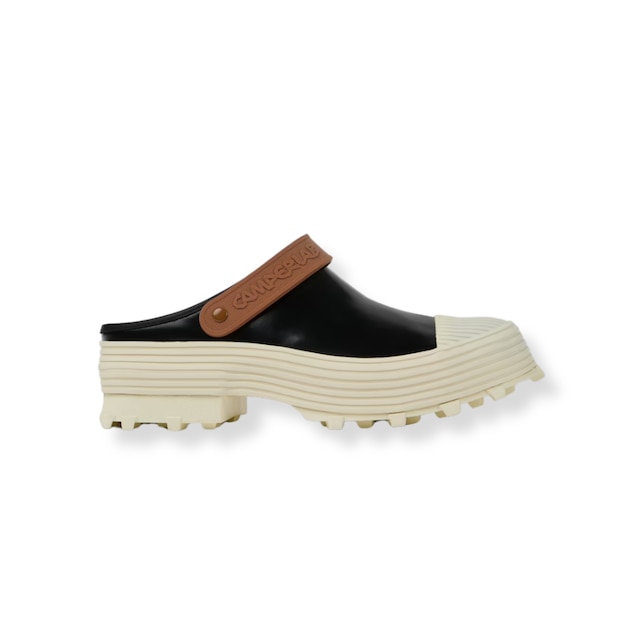 Camperlab Traktori Clogs pictured in black white and tan colour 