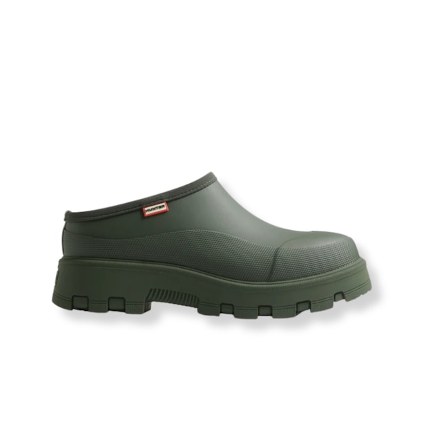 Unisex dark olive elements clog pictured in green khaki hunter