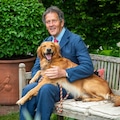 Monty Don with his dog at Chelsea Flower Show 