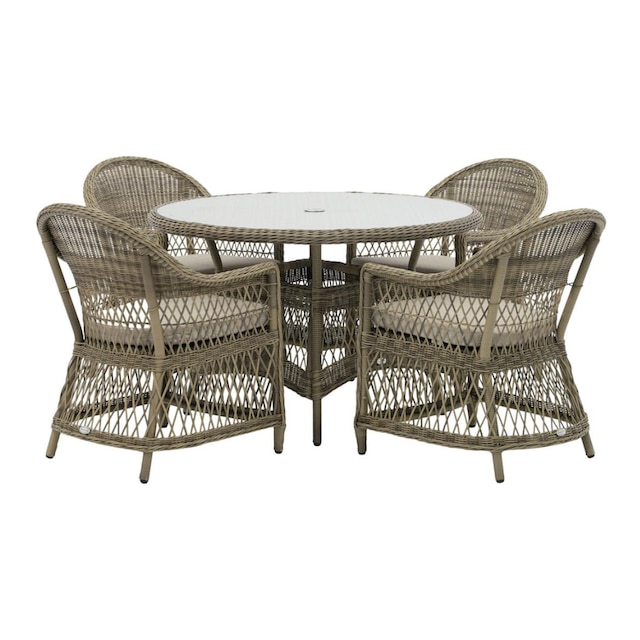 Bramblecrest RHS Rosemoor 4 seater dining set with parasol and base 