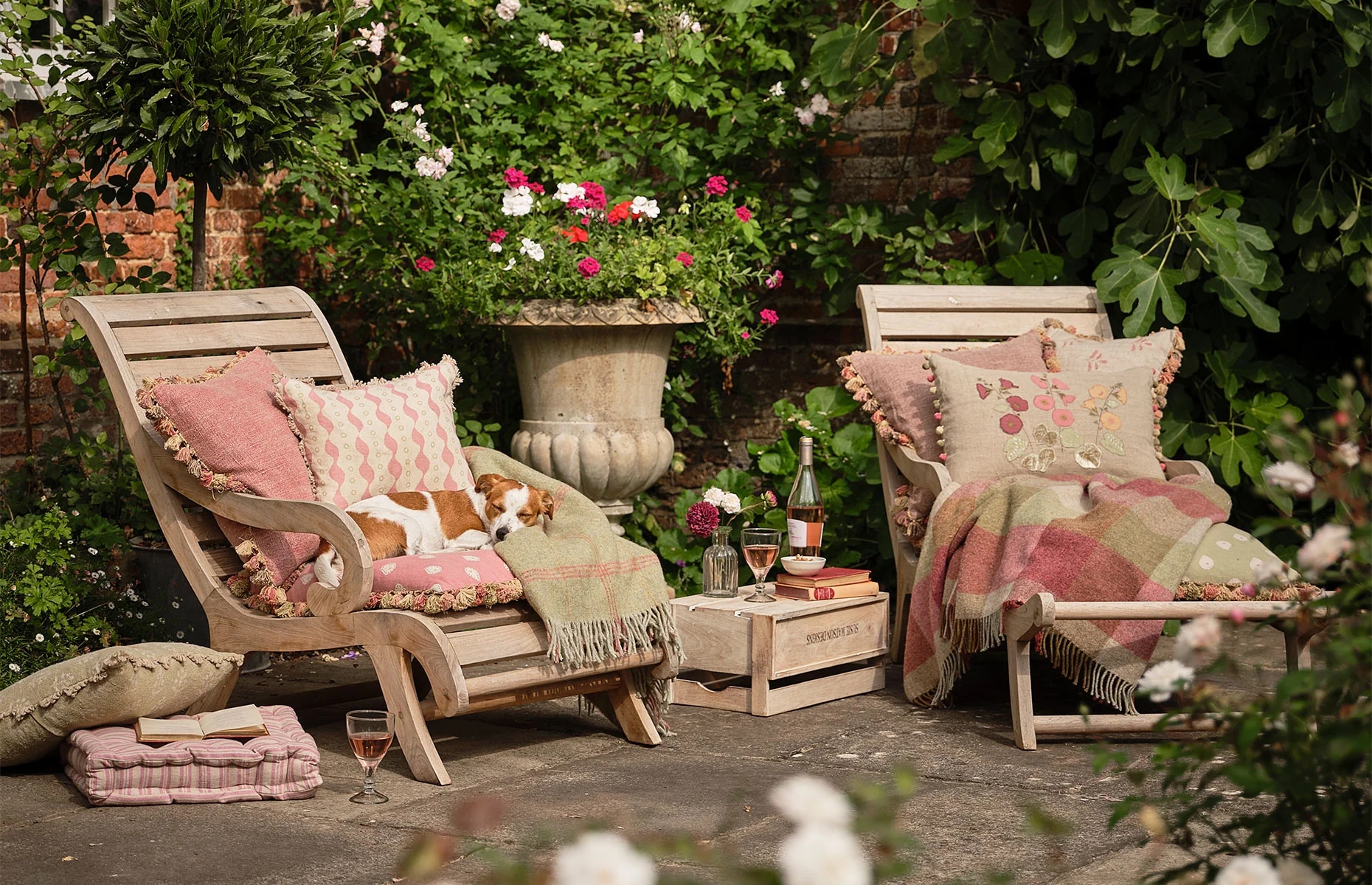 Deck chairs with Susie Watson Designs cushions